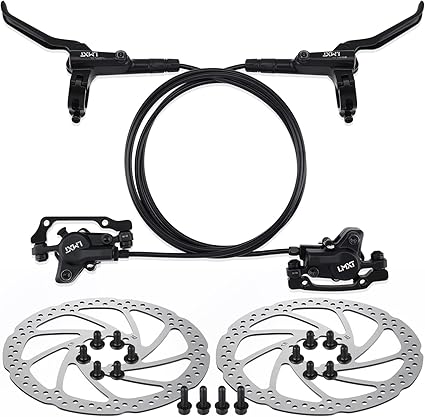 LMXT Pair MTB Disc Brake Set with 160mm Rotors, Left Front 81cm & Right Rear 147cm